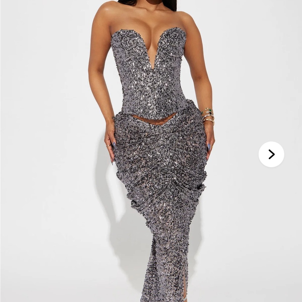 Elegant Silver Evening Gown